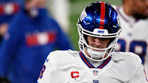 Closeup of Giants QB Daniel Jones